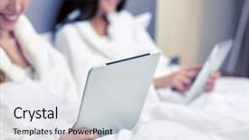  Presentation with hotel technology - Theme with social inclusion - travel tourism people and technology background and a sky blue colored foreground