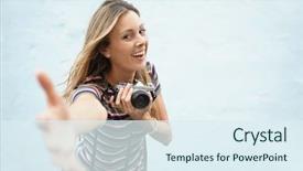  Presentation with dental photography - Slides consisting of social influence learning - dynamic photography student facing camera background and a sky blue colored foreground