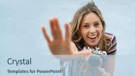  Presentation with dynamic - Beautiful presentation theme featuring social influence learning - dynamic photography student facing camera backdrop and a sky blue colored foreground