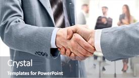  Presentation with meeting table - Theme featuring social intelligence - business people meeting around table background and a ocean colored foreground