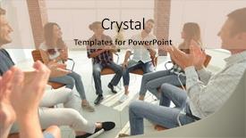  Presentation with team meeting - PPT layouts having social intelligence - creative team holds a meeting background and a coral colored foreground