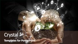  Presentation with interaction - Beautiful theme featuring social interaction concept 3d render backdrop and a tawny brown colored foreground