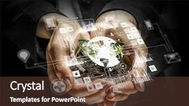  Presentation with interaction - Presentation theme consisting of social interaction concept 3d render background and a tawny brown colored foreground