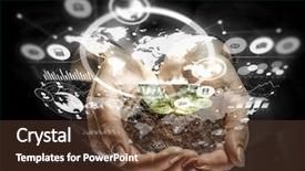  Presentation with interaction - PPT layouts featuring social interaction concept 3d render background and a tawny brown colored foreground