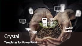  Presentation with interaction - Colorful slides enhanced with social interaction concept 3d render backdrop and a tawny brown colored foreground