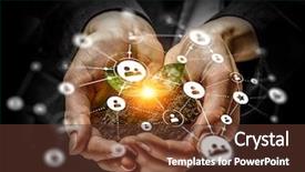  Presentation with interaction - Amazing PPT layouts having social interaction concept 3d render backdrop and a tawny brown colored foreground