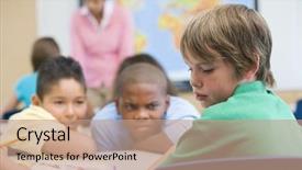  Presentation with elementary - Presentation enhanced with social issue - boy being bullied in elementary background and a coral colored foreground