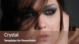  Presentation with issue - Cool new theme with social issue - crying woman backdrop and a tawny brown colored foreground