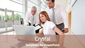  Presentation with data meeting education - PPT layouts consisting of social issue - handicapped woman attending a meeting background and a coral colored foreground