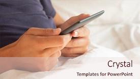  Presentation with addiction - Amazing slide deck having social media addiction - closeup of a young caucasian backdrop and a lemonade colored foreground