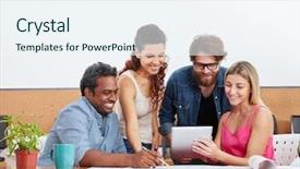  Presentation with computer workshop - Colorful slide set enhanced with social media and computer workshop backdrop and a  colored foreground