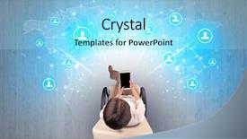  Presentation with social media - Amazing PPT theme having social media concept with woman backdrop and a  colored foreground