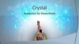  Presentation with political social media - Slide deck enhanced with social media concept with woman background and a  colored foreground