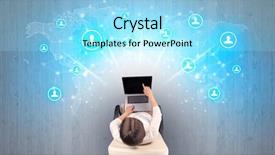  Presentation with social media platforms - Presentation design featuring social media concept with woman background and a arctic colored foreground