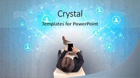  Presentation with social media dangers - Audience pleasing slide set consisting of social media concept with woman backdrop and a  colored foreground