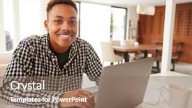  Presentation with social media camera - Slide deck with social media free - black male teenager using background and a violet colored foreground