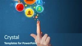  Presentation with gun - Slide deck featuring social media icons coming out of gun shaped hand social media concept background and a ocean colored foreground