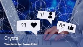  Presentation with business networking - Beautiful PPT theme featuring social-media-icons-on-speech backdrop and a ocean colored foreground