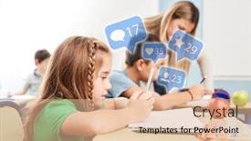  Presentation with network social media sns internet - Beautiful slide set featuring social-media-internet-in-elementary backdrop and a coral colored foreground