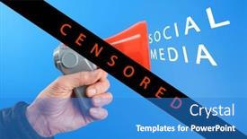  Presentation with censorship - Audience pleasing slide deck consisting of social-media-megaphone-censorship-concept backdrop and a teal colored foreground