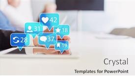  Presentation with social media - Slide set with social-media-messages-appear background and a sky blue colored foreground