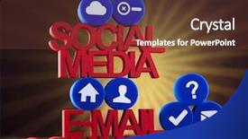  Presentation with social media network - Beautiful slide deck featuring cooperative cartoon - social media network connection concept backdrop and a tawny brown colored foreground