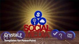  Presentation with social media network - Colorful slide set enhanced with cooperative cartoon - social media network connection concept backdrop and a tawny brown colored foreground