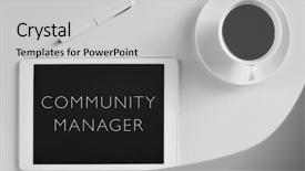  Presentation with community - Audience pleasing slide deck consisting of social media presence - high-angle shot of a white backdrop and a  colored foreground