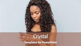  Presentation with afro - Presentation theme enhanced with social media teen - afro american woman using smartphone background and a red colored foreground