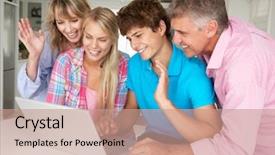  Presentation with family - Cool new theme with social media teen - family using laptop backdrop and a coral colored foreground