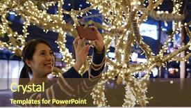  Presentation with night before christmas - Slide set with social media trees - woman take photo with cellphone background and a tawny brown colored foreground