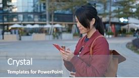  Presentation with mobile phone and germs - Presentation design with social media trees - woman use of mobile phone background and a gray colored foreground