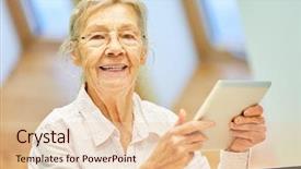  Presentation with senior smart home - Beautiful slides featuring social media with tablet computer backdrop and a lemonade colored foreground