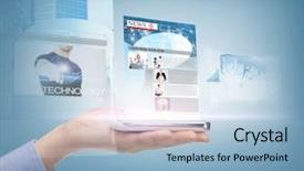  Presentation with smartphone app - Audience pleasing theme consisting of social mobilization - business technology internet and news backdrop and a light blue colored foreground