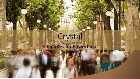  Presentation with crowd - Beautiful slides featuring social movement - blurred crowd in the street backdrop and a gold colored foreground