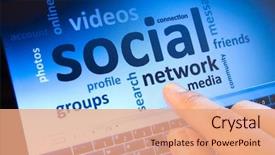  Presentation with social - Presentation theme consisting of social network and connected words background and a coral colored foreground