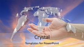  Presentation with social business people network - PPT theme having social network connection technology background and a coral colored foreground