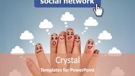  Presentation with family speech - Audience pleasing PPT theme consisting of social network family concept finger backdrop and a coral colored foreground