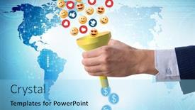  Presentation with monetization - PPT layouts having social-network-monetization-concept background and a light blue colored foreground