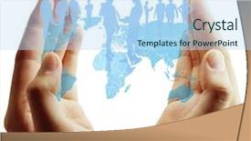  Presentation with artificial neural network structure fragment - Presentation design having social network structure in hand background and a  colored foreground