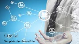  Presentation with new technology - Slide set featuring social network structure new technology background and a  colored foreground