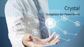 Presentation with new technology - Slide set consisting of social network structure new technology background and a  colored foreground