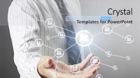  Presentation with new neural network - Slide set with social network structure new technology background and a light gray colored foreground