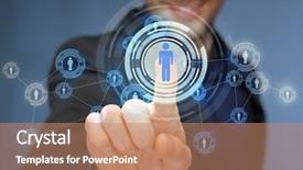  Presentation with business networking - Slide set having social networking concept - businessman pressing background and a coral colored foreground