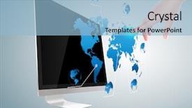  Presentation with monitor computer - Amazing PPT theme having social networking concept computer monitor backdrop and a light blue colored foreground