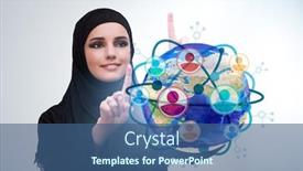  Presentation with woman muslim - Slide deck having social-networking-concept-with-muslim background and a ocean colored foreground