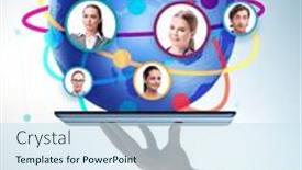  Presentation with networking - Presentation theme with social-networking-concept-with-people and a sky blue colored foreground