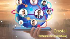  Presentation with networking - Slide set with social-networking-concept-with-people and a coral colored foreground