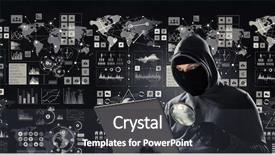  Presentation with computer attack - Presentation theme consisting of social networking security - computer privacy attack mixed media background and a dark gray colored foreground