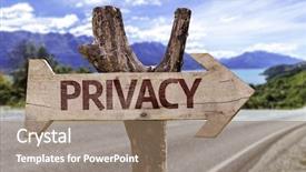  Presentation with privacy - PPT theme consisting of social networking service - privacy sign with a road background and a coral colored foreground